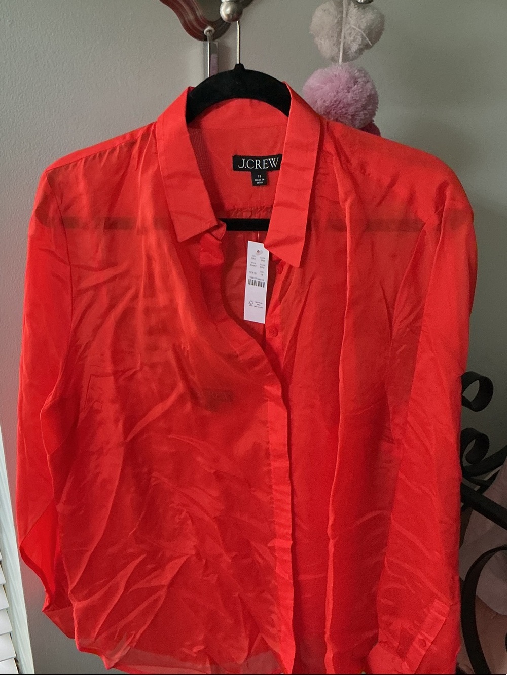 Plus Size J. Crew Bright Coral (NOT RED) Organza Button-Front Blouse and Cami